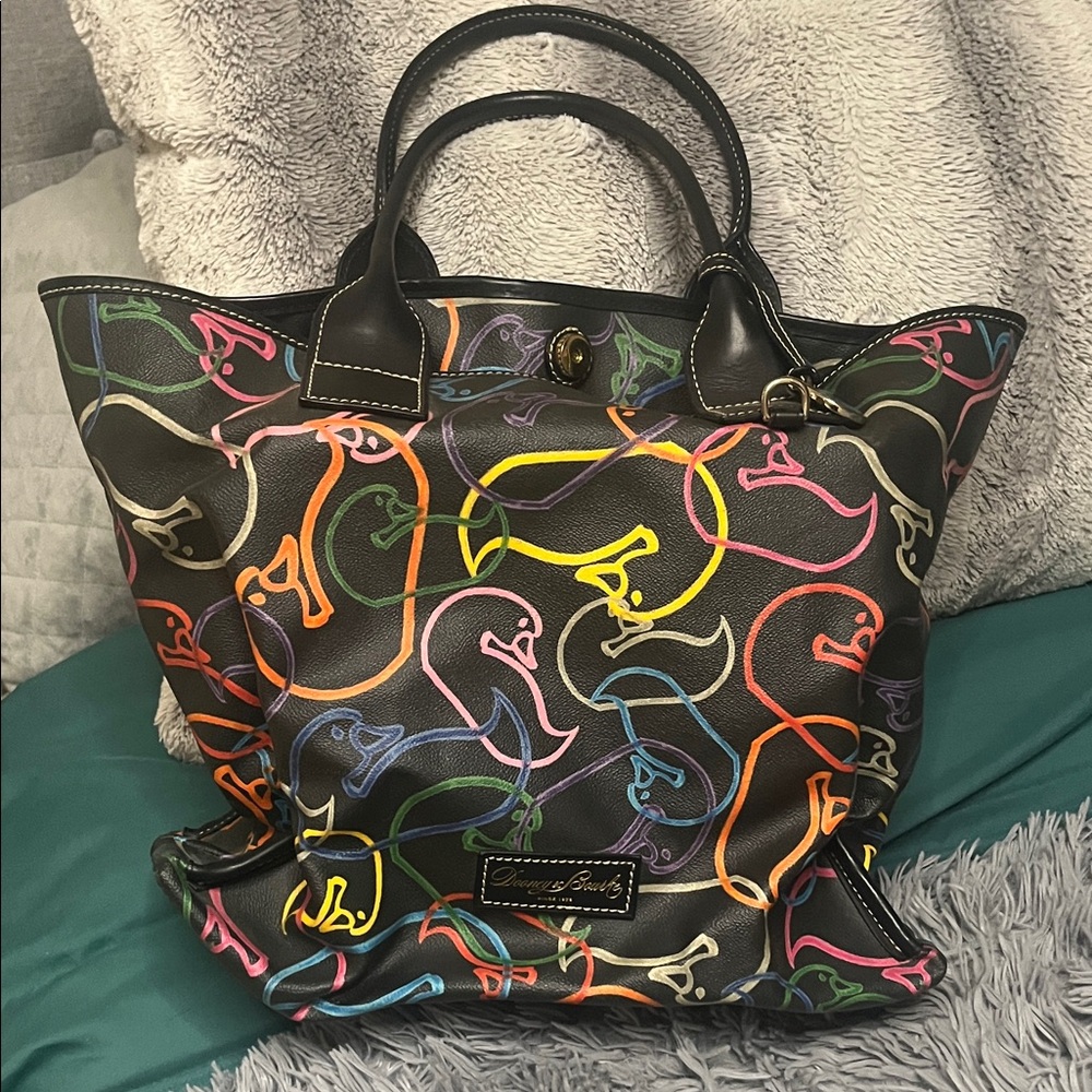Dooney & Bourke Black Multicolor Duck-Print Tote